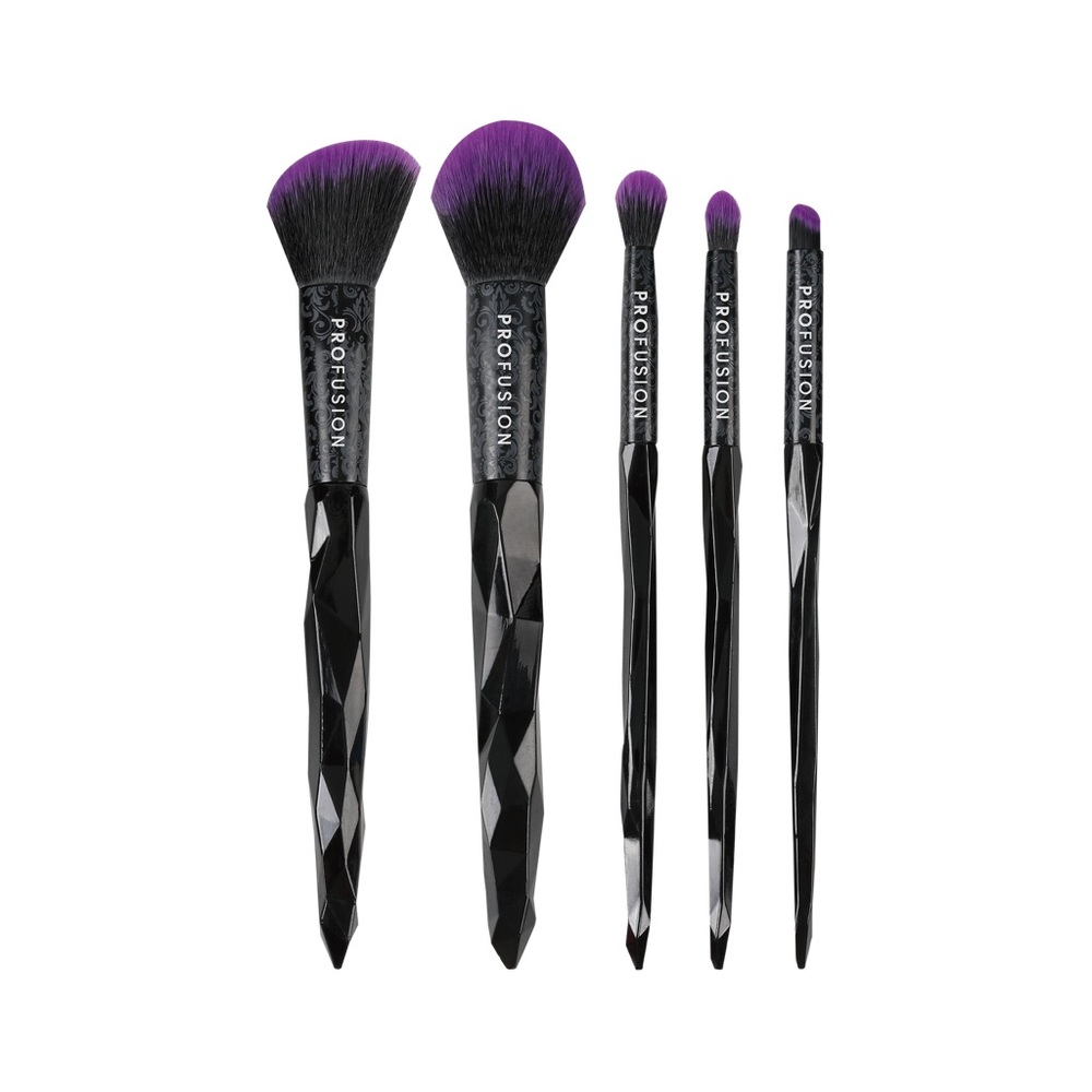 Profusion Cosmetics Mystic Blend Black & Purple Makeup 5 PC Face & Eye Brush Set